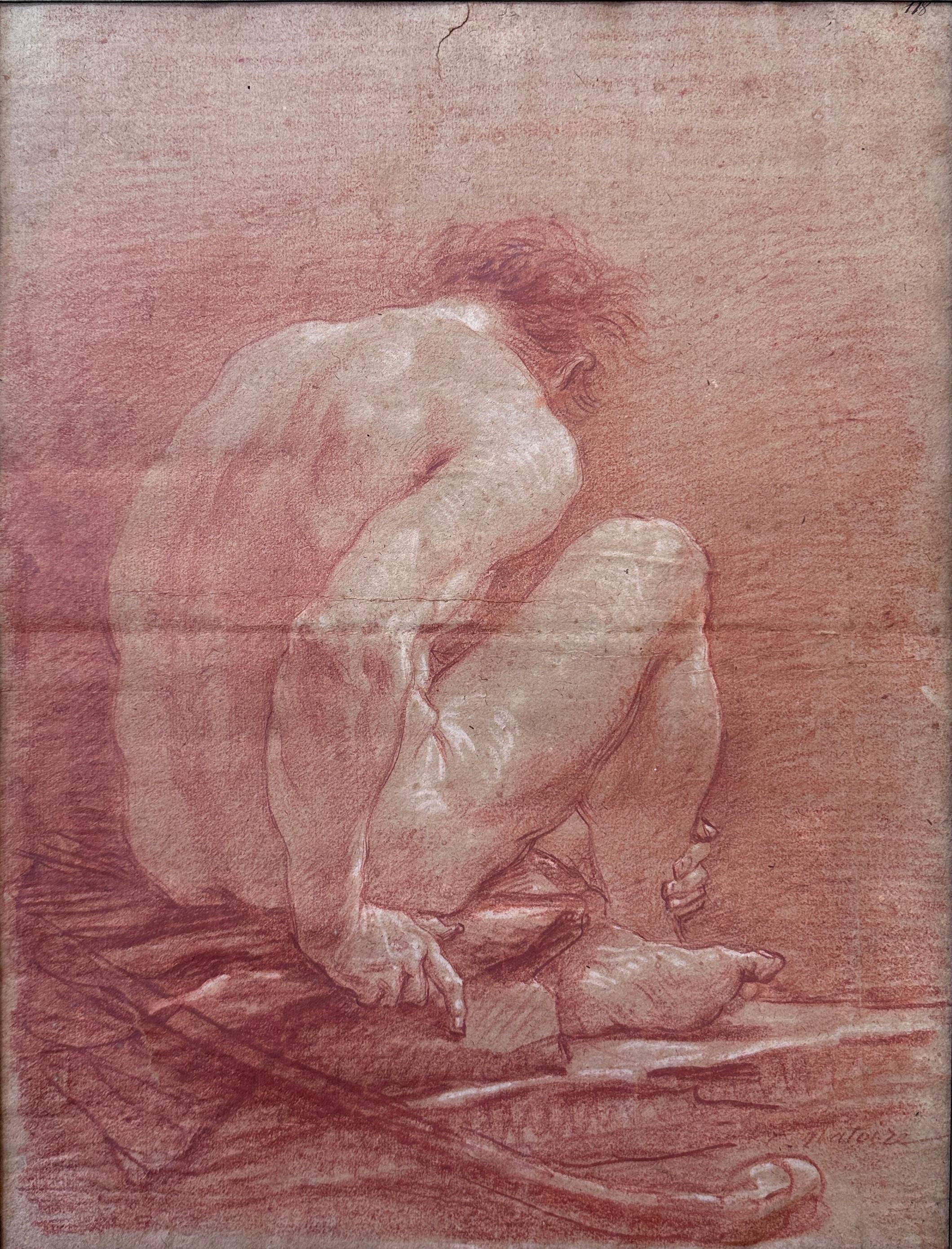 The Academy Study of a Seated Male Figure Seen from the Back