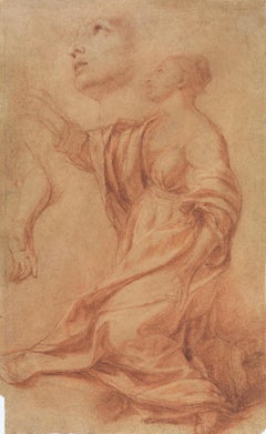 Studi di una figura femminile in ginocchio, di un braccio, di una mano e di una testa di profilo