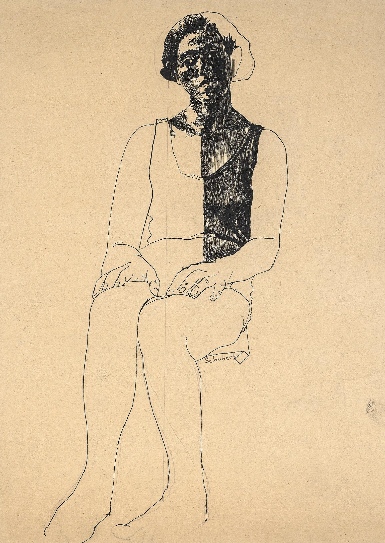 Ernő Schubert Nude - Seated Woman