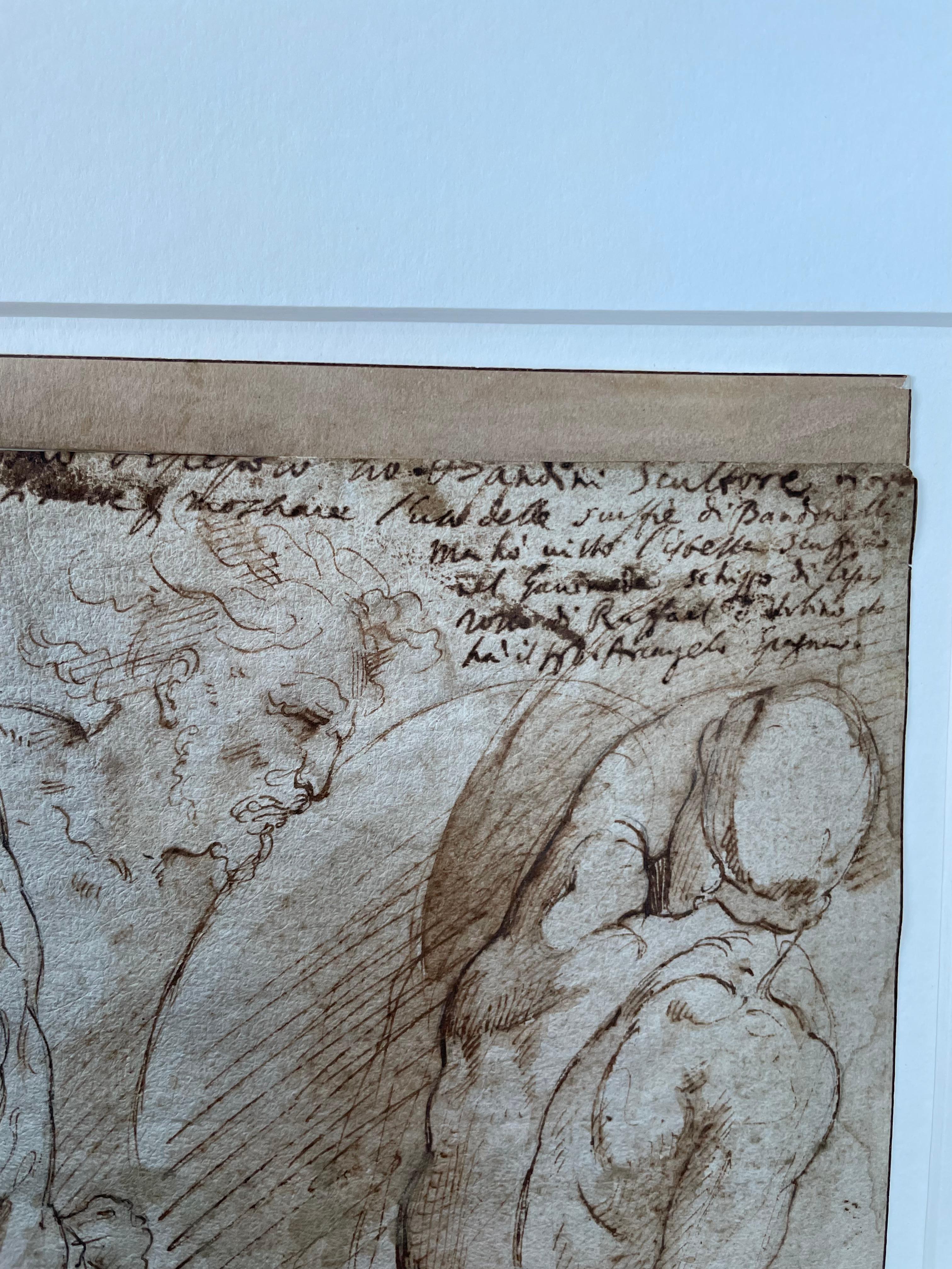 Jacopo Zanguidi BERTOJA (1544-1574)
Combat of five figures, bas-relief from the School of Athens after Raphael

Ink on paper
43×34cm

Interesting thing
According to Professor David Ekserdjian, the inscription on our sheet

« un suo discepolo Gio