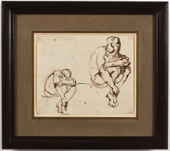 Studies of Seated Figures, Pen and Ink Drawing, Early 19th Century