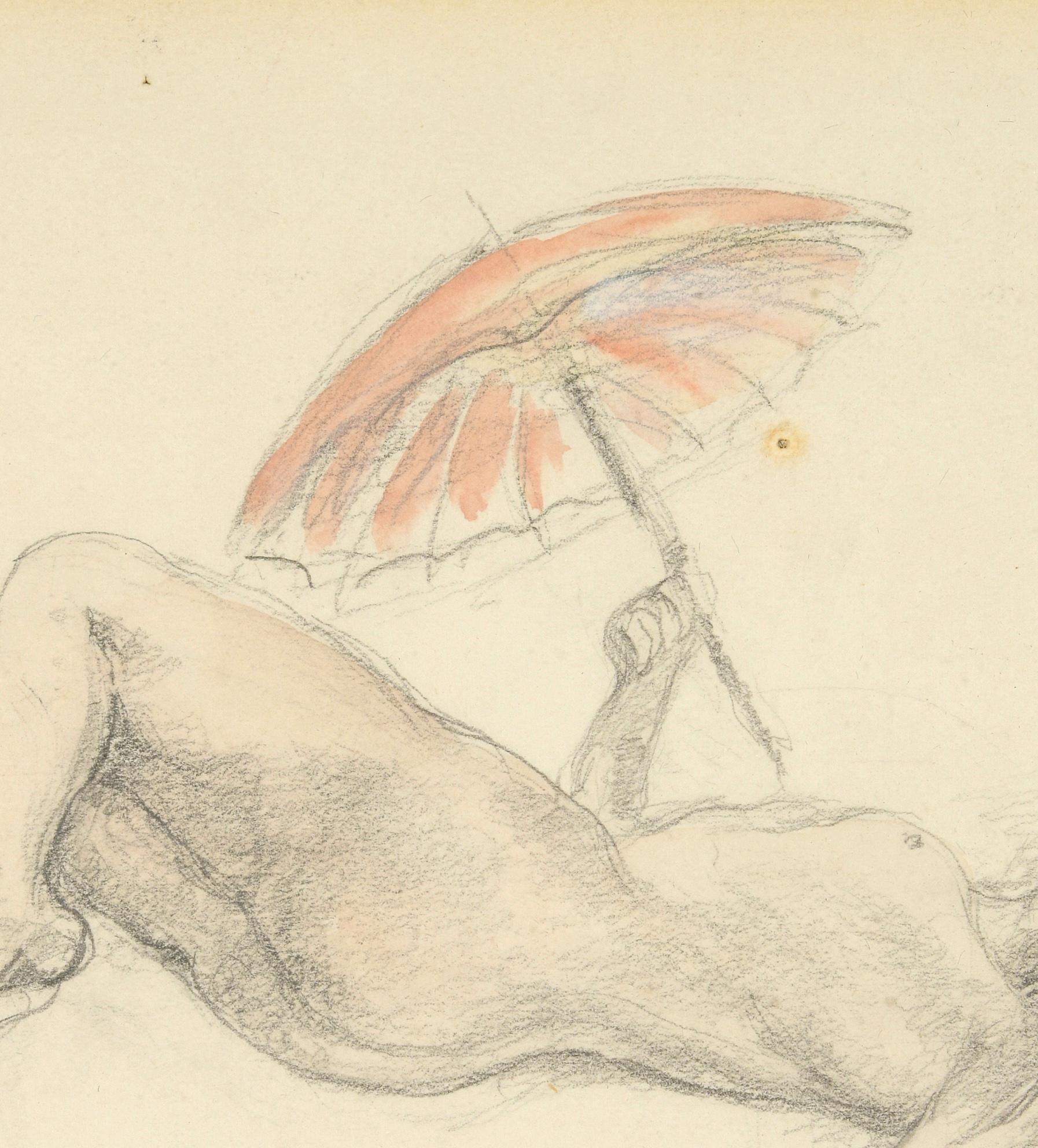 Nudi femminili sdraiati con ombrello - Art Art Nouveau di Henri Lebasque