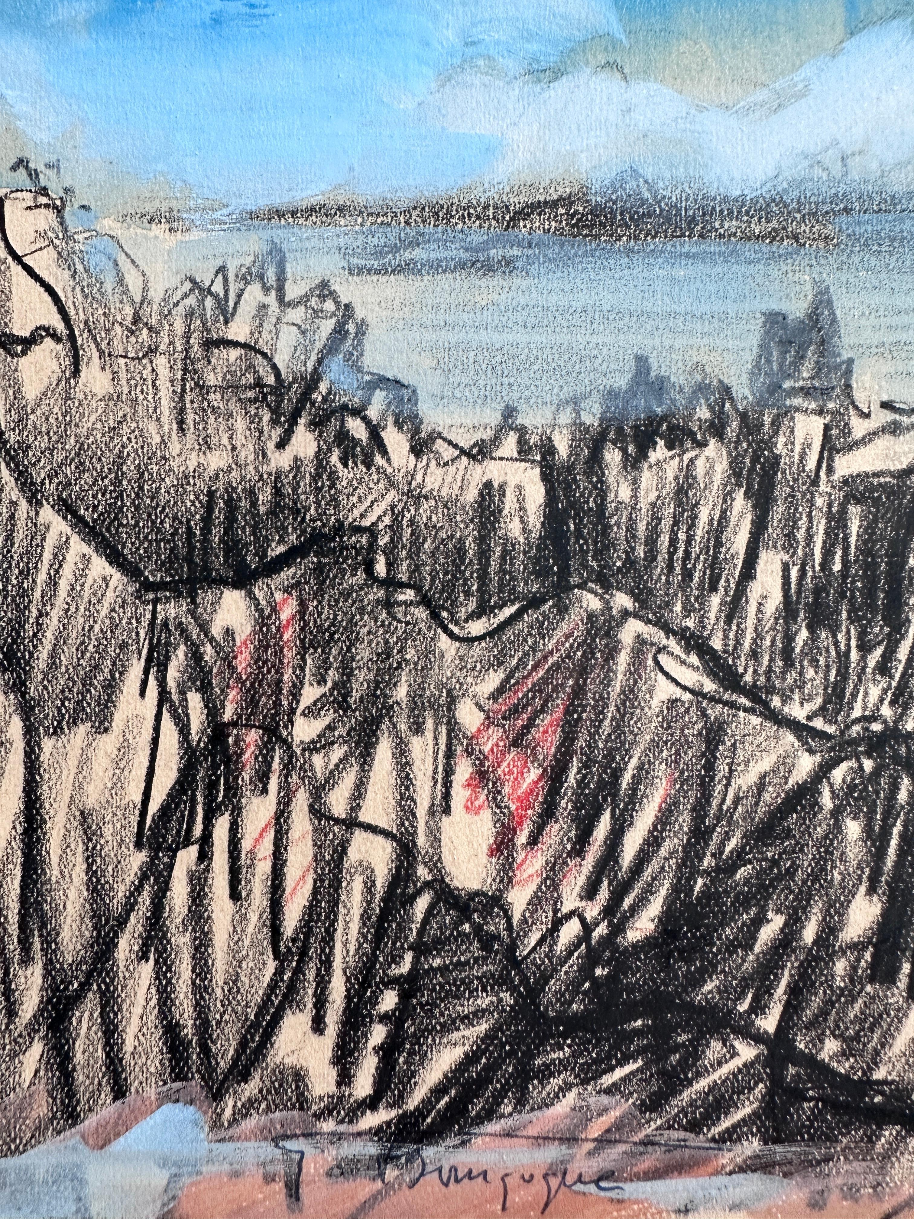Paysage près de Saint-Malo - Abstrait Art par Gustave Bourgogne