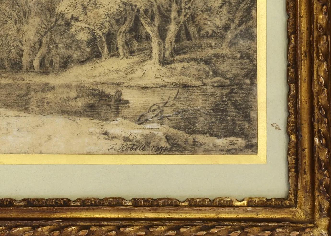 Figuren an einem Fluss am Rande eines Holzes (Alte Meister), Art, von Ferdinand Von Kobell