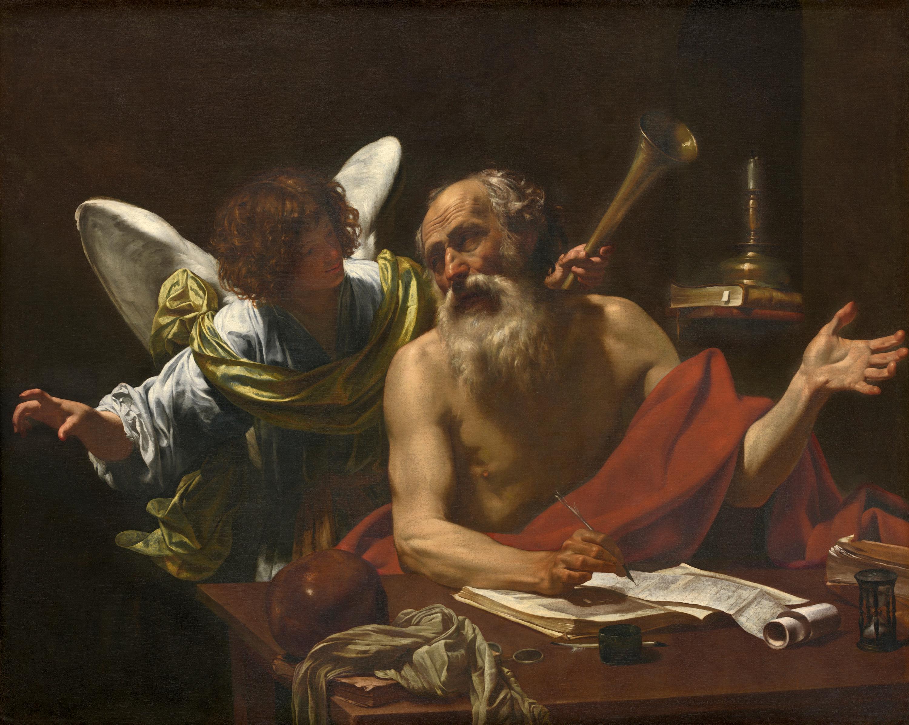 Saint Jérôme et l'ange, d'après Simon Vouet - Maîtres anciens Art par Gabriel Lemonnier 