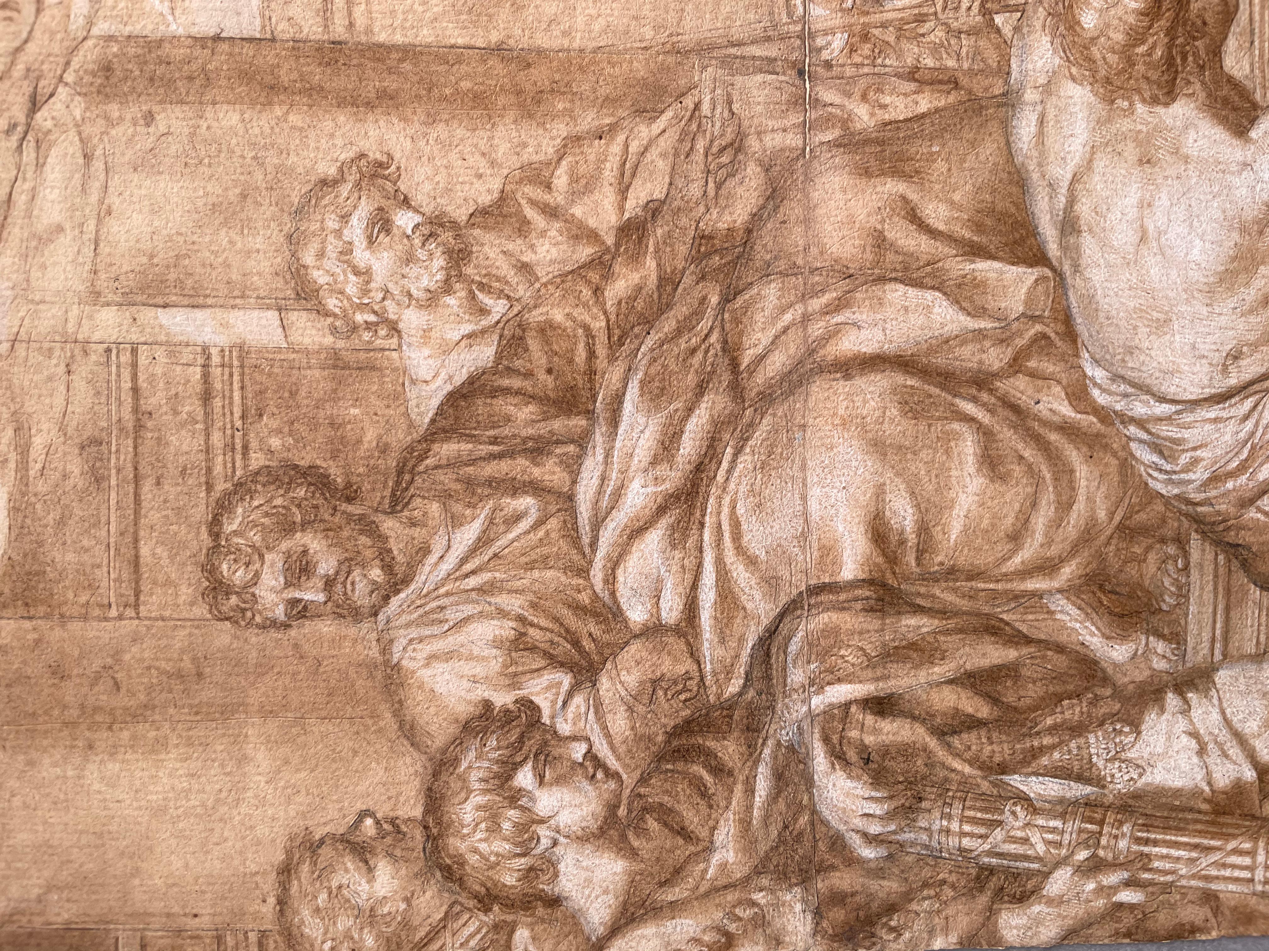 Círculo de Domenico Piola (Génova 1627 - 1703)
El suplicio de Santa Concordia

Tiza negra, tinta marrón y aguada marrón sobre dos hojas de papel, 40,5 x 42 cm

Procedencia:
Patrimonio de James Isidor Kaiser, Copenhague-Hamburgo
Colección privada,