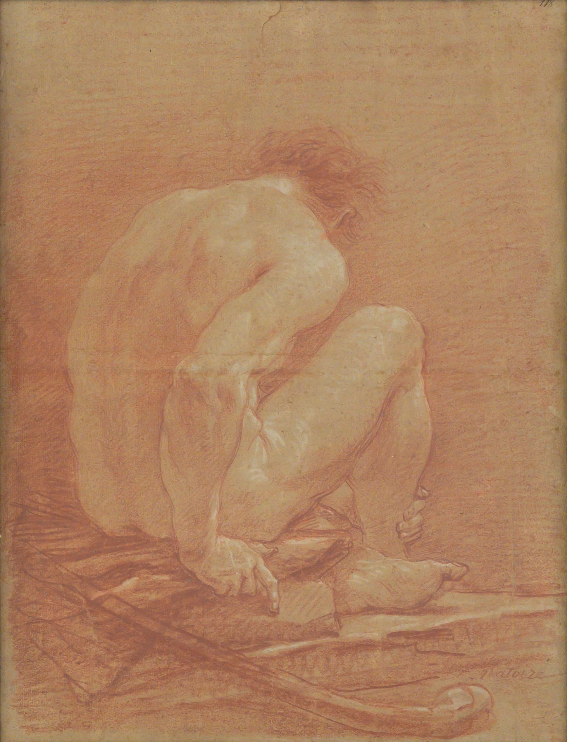 Academy Study of a Seated Male Figure Seen from the Back