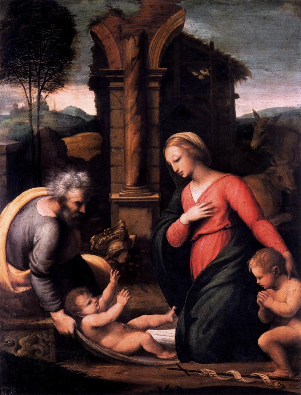 La Sagrada Familia con el Niño San Juan Bautista - Art Antiguos maestros de Raphael (Raffaello Sanzio da Urbino)