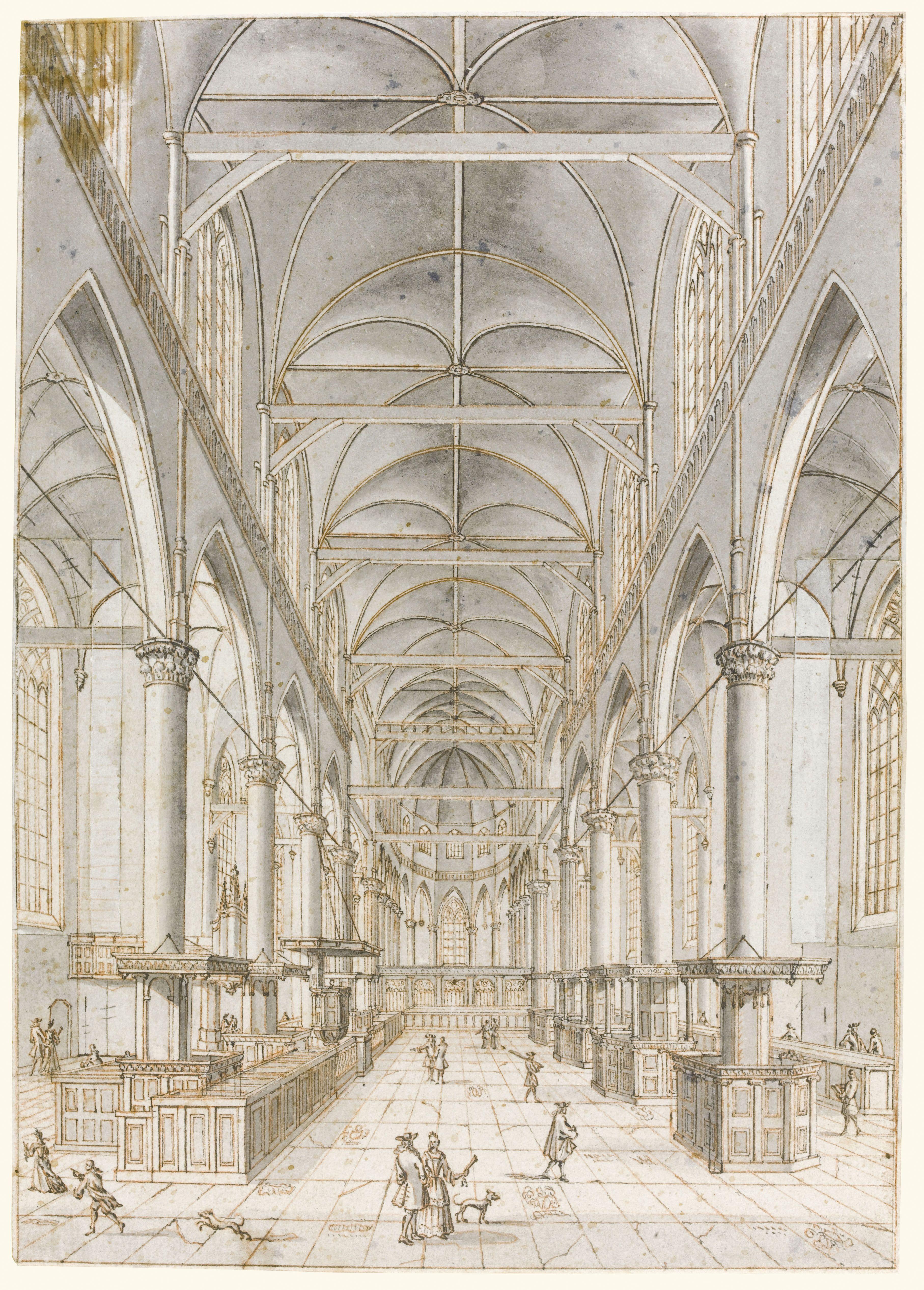 Interior de la Nieuwe Kerk, Amsterdam - Interior Art Negro de Jan Goeree