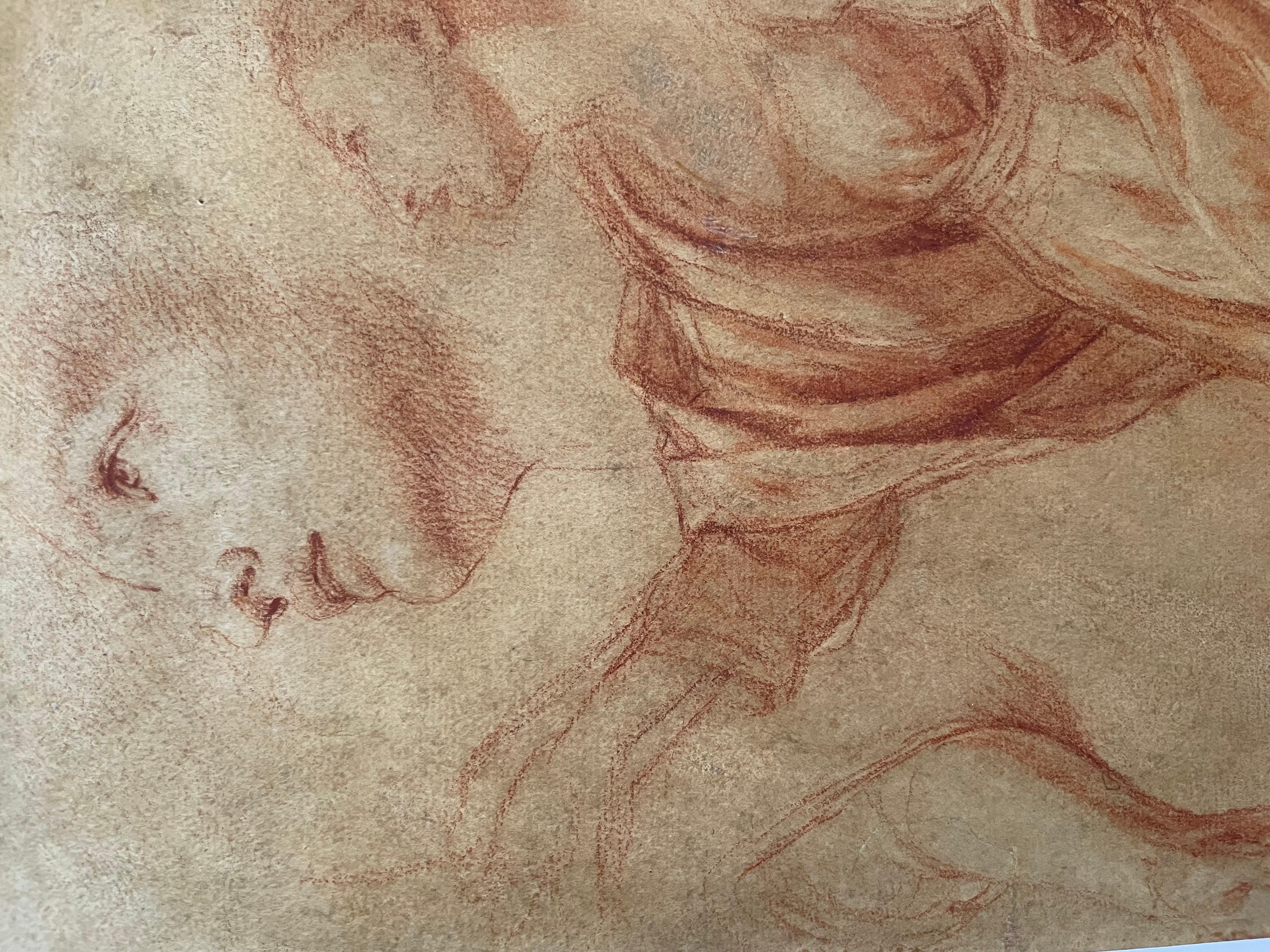 Studi di una figura femminile in ginocchio, di un braccio, di una mano e di una testa di profilo - Art Antichi maestri di Carlo Maratta (Ancona 1625 - Rome 1713)