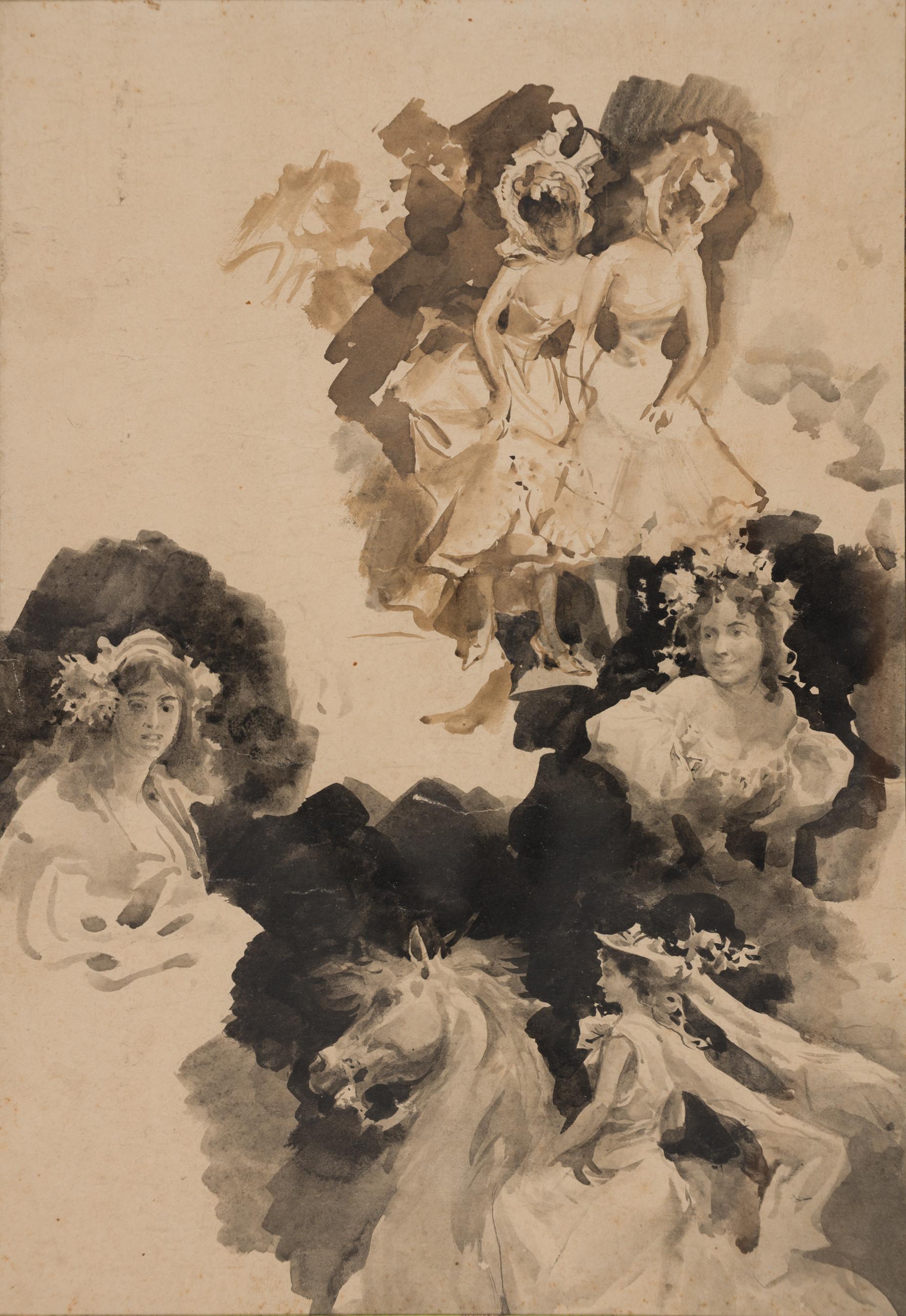 Études de femmes : Danseuses de cabaret, cavalières et profils féminins - Art de Giovanni Boldini