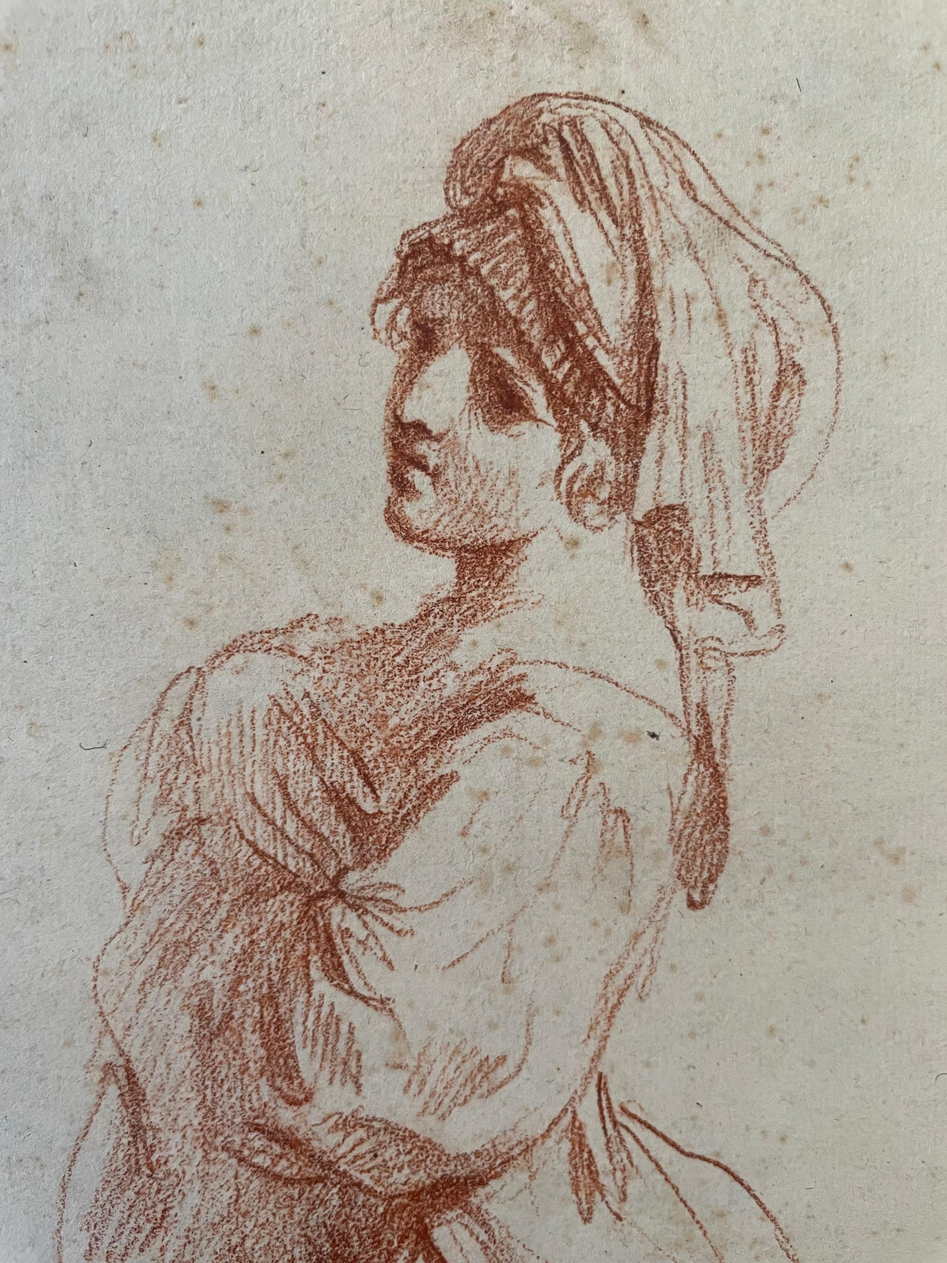Sibyl or bust-length woman, seen in profile to the left, wearing a turban - Art by Giovanni Francesco Barbieri (Il Guercino)