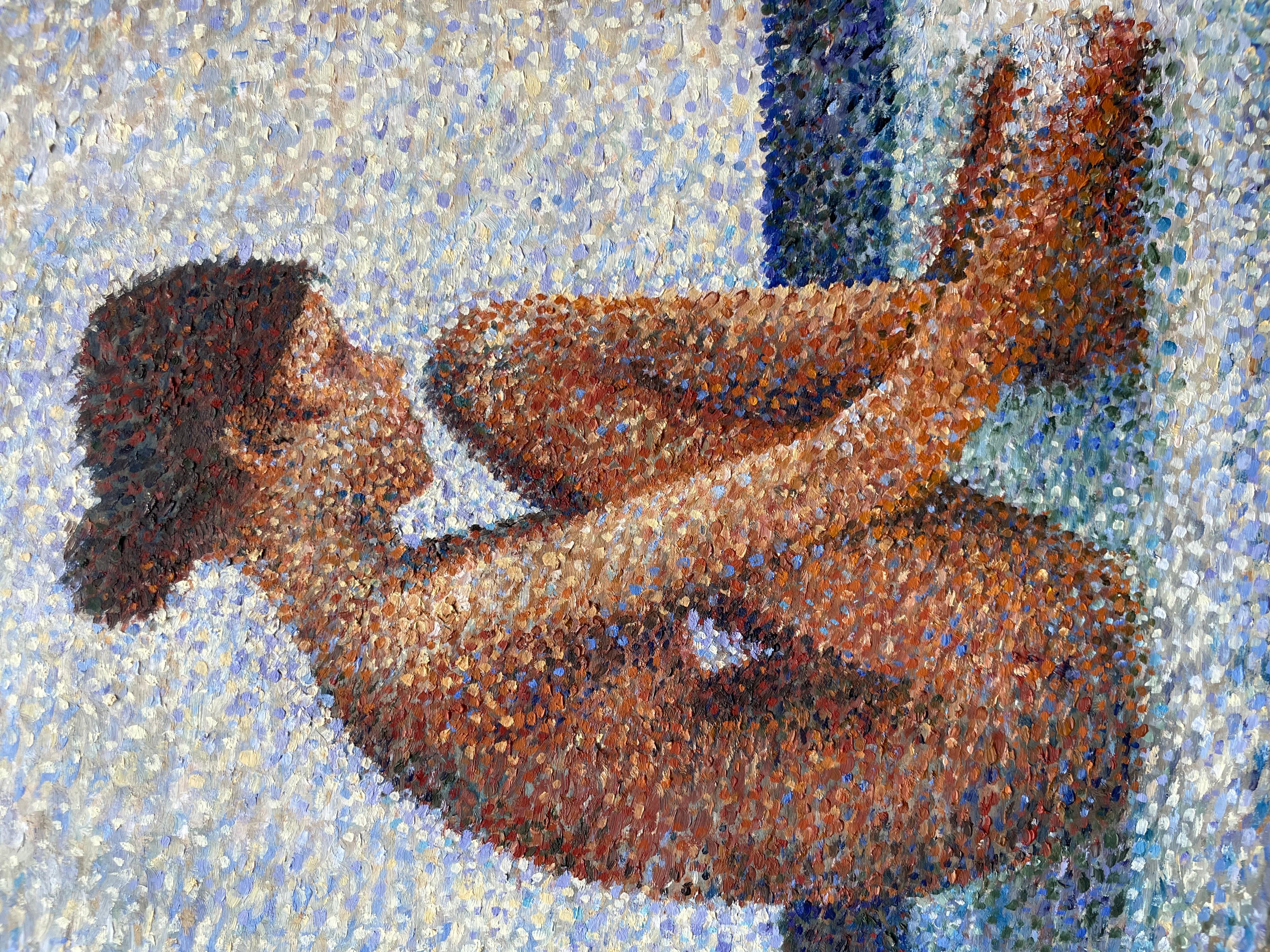 Escuela puntillista, principios del siglo XX - Bañista - Nude Painting Gris de Unknown