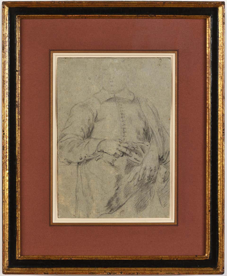 Portrait Study of a Standing Man, Chalk on Laid Paper, 17th Century