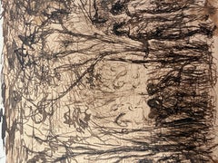 Romantic Ink Drawing: Feast in the Forest, Late 19th Century