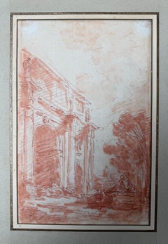Landscape with Antique Ruins, Red Chalk on Laid Paper, 18th Century