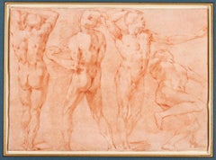 Andrea Boscoli (1560 - 1608), Cuatro desnudos masculinos, Dibujo del Viejo Maestro