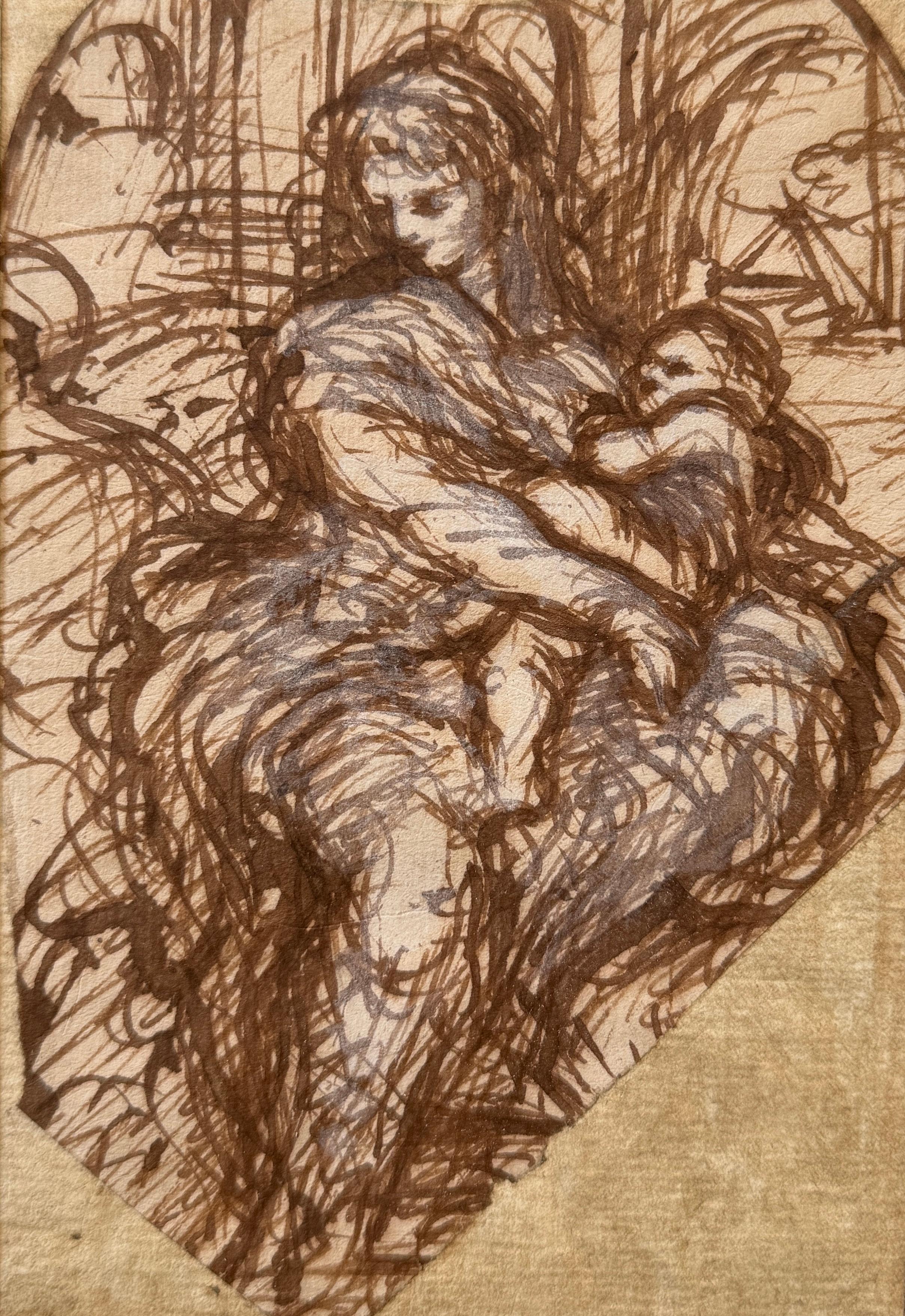 Italian School, 16th Century - Virgin And Child - Old Master Drawing