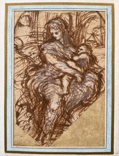 Italienische Schule, 16. Jahrhundert - Jungfrau und Kind - Altmeisterliche Zeichnung