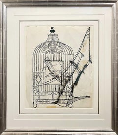Andy Warhol, Bird in a Cage and Shoe, 1956  Original Andy Warhol on paper