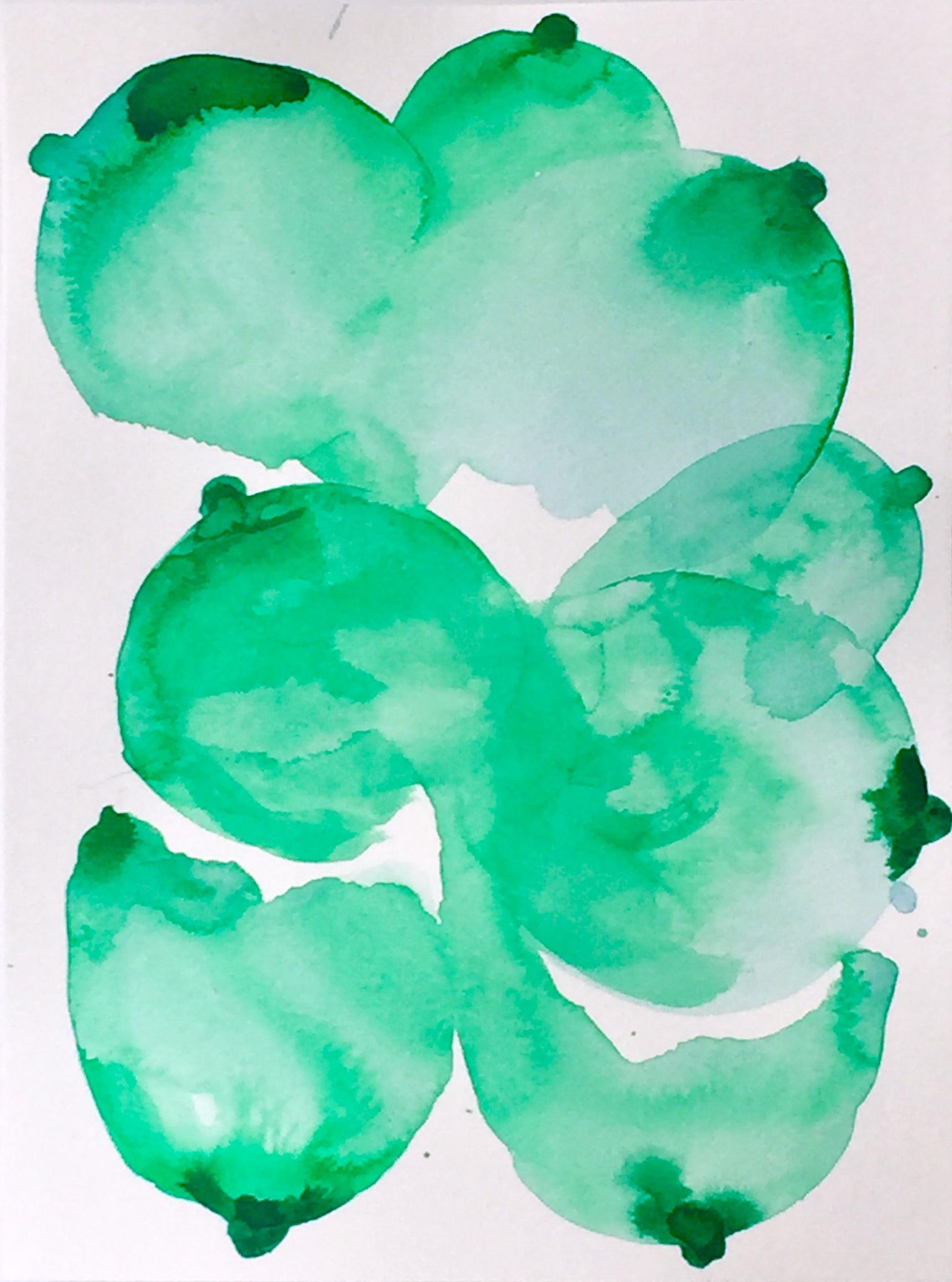 Nina Bovasso, Another Green Boobs, aquarelle sur papier 9x12 pouces, 2023