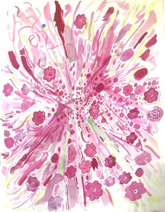Pink Flowers Burst with Green Sprays