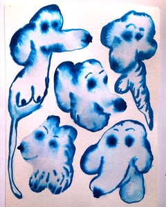 Blue Dogs Watercolor Sampler