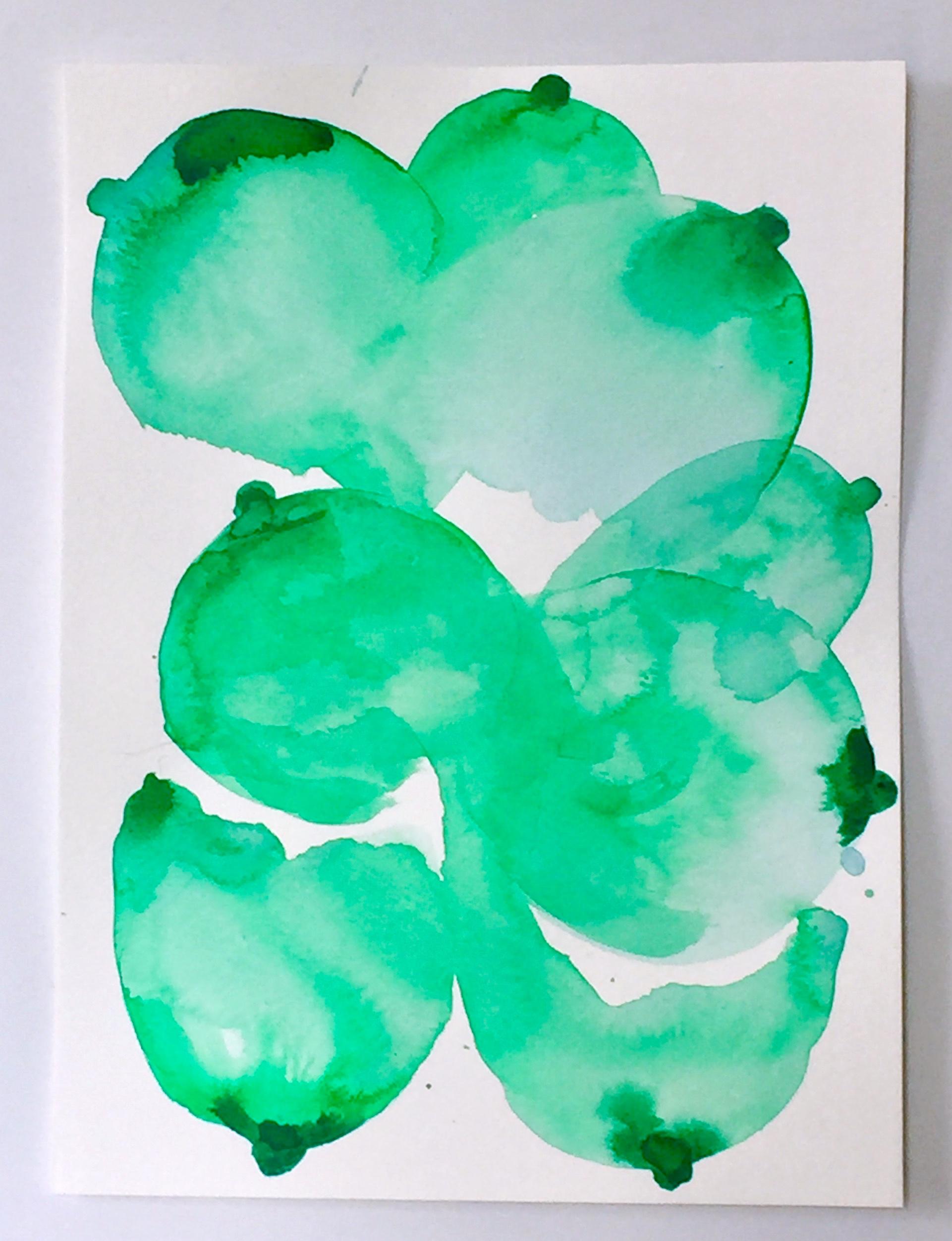 Nina Bovasso, Another Green Boobs, Aquarell auf Papier, 9x12 Zoll, 2023 im Angebot 1