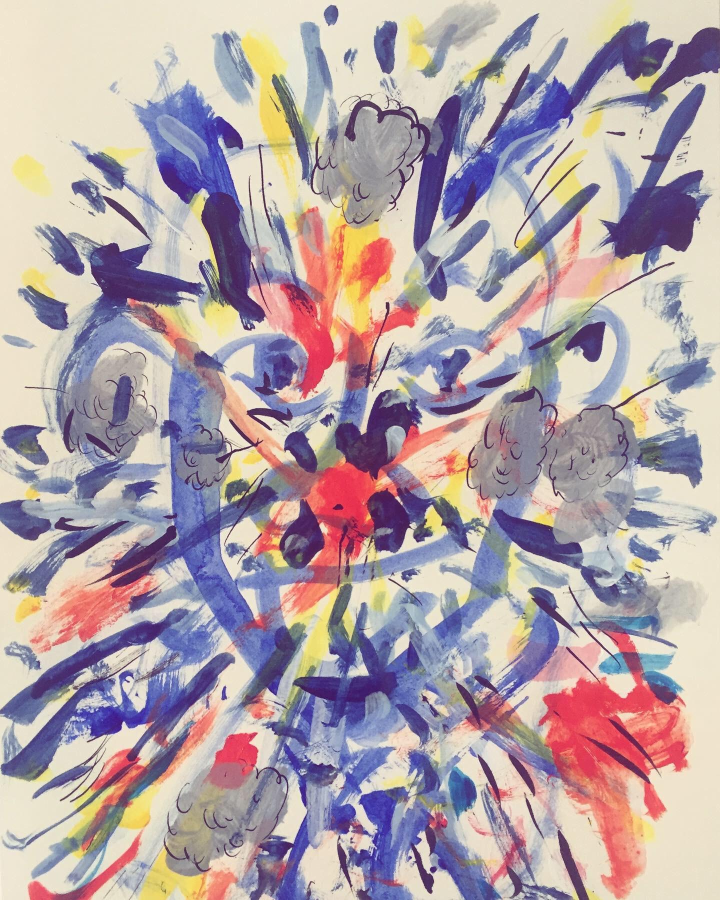 Nina Bovasso Abstract Drawing - Face Explosion 4  (4 of 4 suite) 9x12 inches on paper