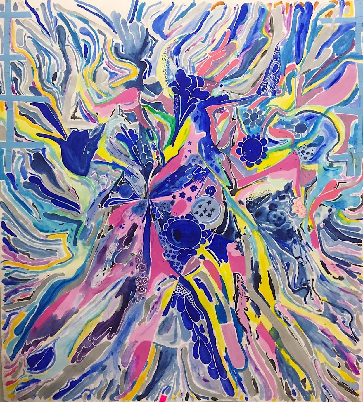 Abstract Drawing Nina Bovasso - Grande œuvre sur papier Reaching for the stars