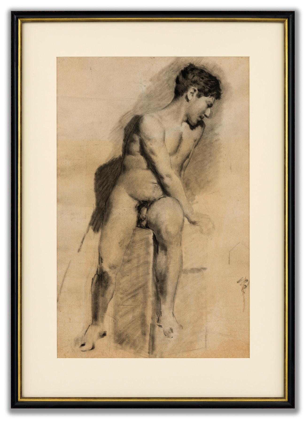 Spanish School, Academic Study (Male Nude) - Art by Unknown