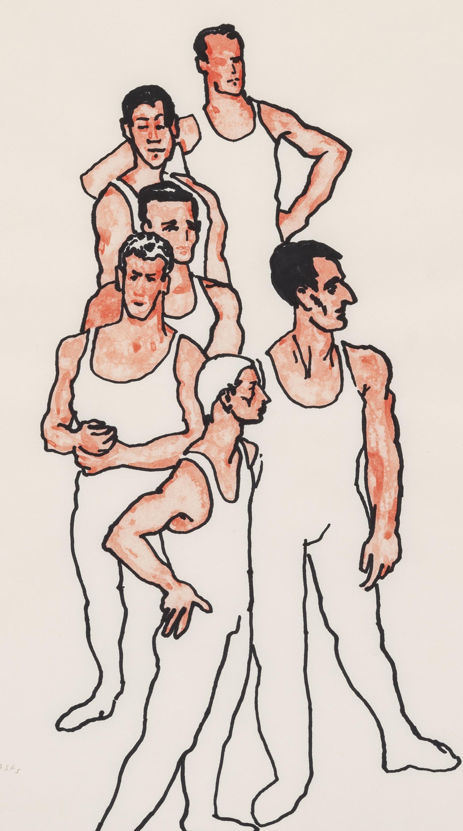 Sechs sowjetische Gymnasten (Nachkriegszeit), Art, von Patrick Procktor