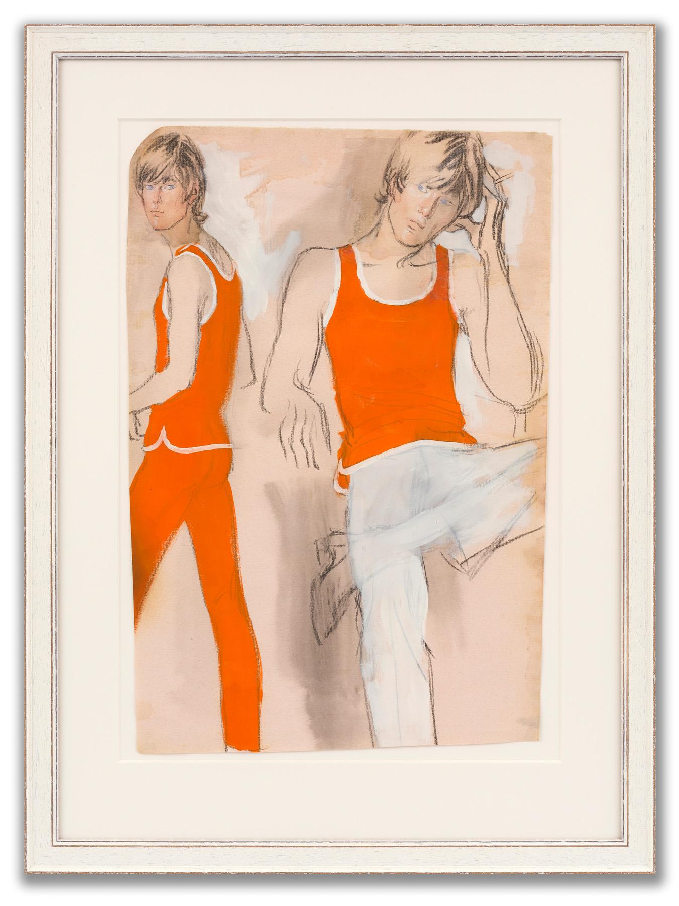 Brian Stonehouse Portrait – Orangefarbene Westen