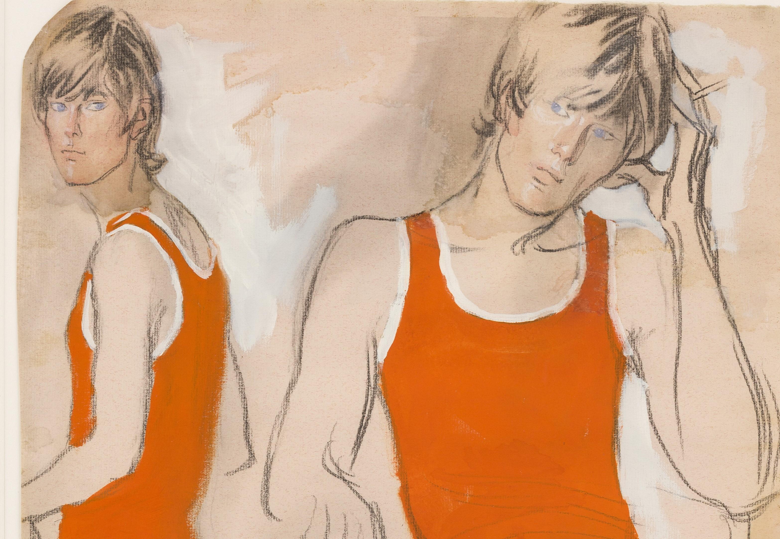 Orangefarbene Westen (Beige), Portrait, von Brian Stonehouse