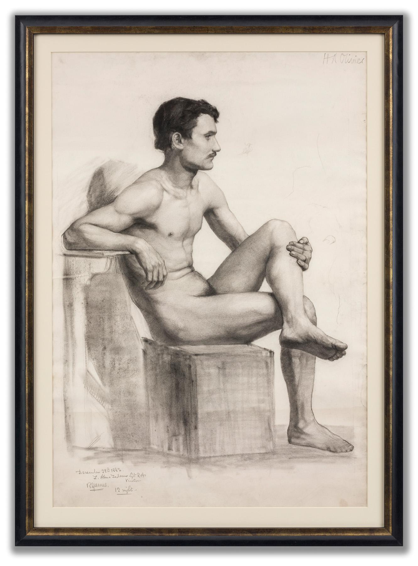 Herbert Arnould Olivier Figurative Art – Akademische Studie (Male-Akt)