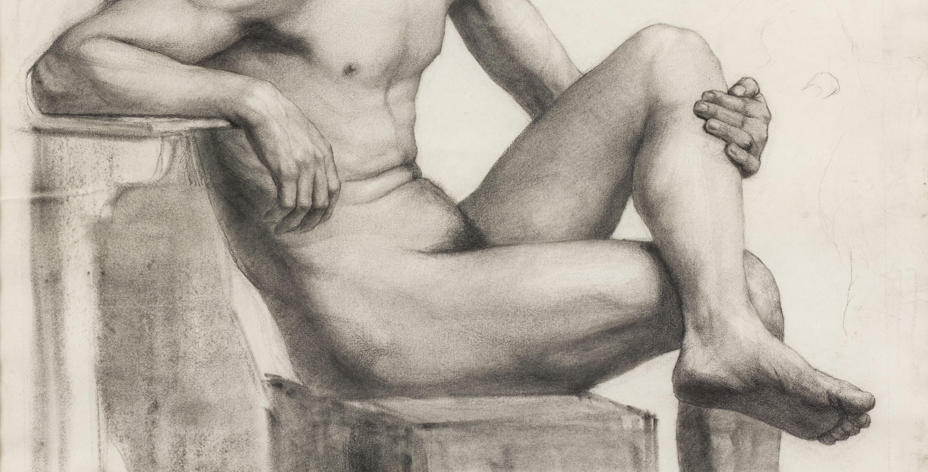 Étude académique (Jeune nue) - Beige Figurative Art par Herbert Arnould Olivier