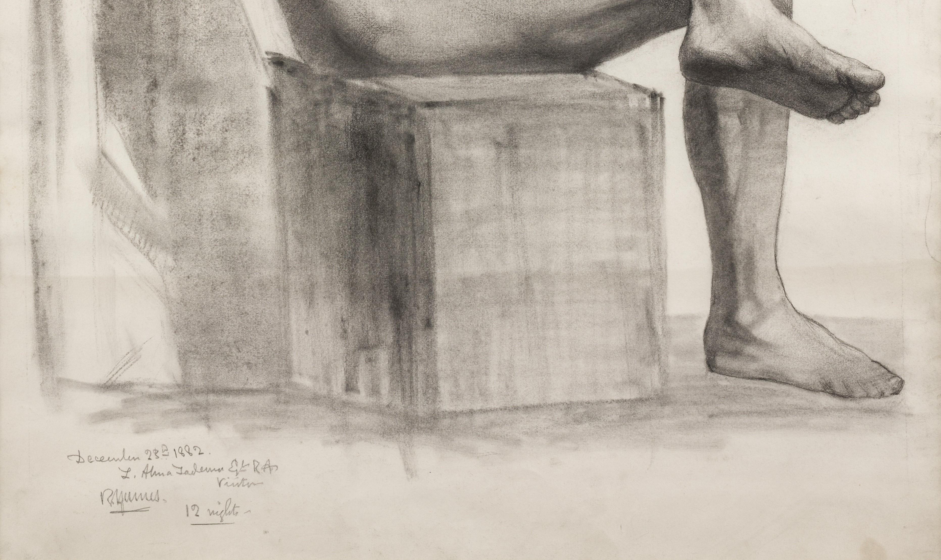 Kohle auf Papier, signiert vom Künstler (oben rechts) und RA Besucher L. Alma Tadema, RA. und datiert (unten links), 76cm x 57cm, (64cm x 88cm gerahmt). 

Olivier studierte ab 1881 an der Royal Academy School, an der diese außergewöhnliche