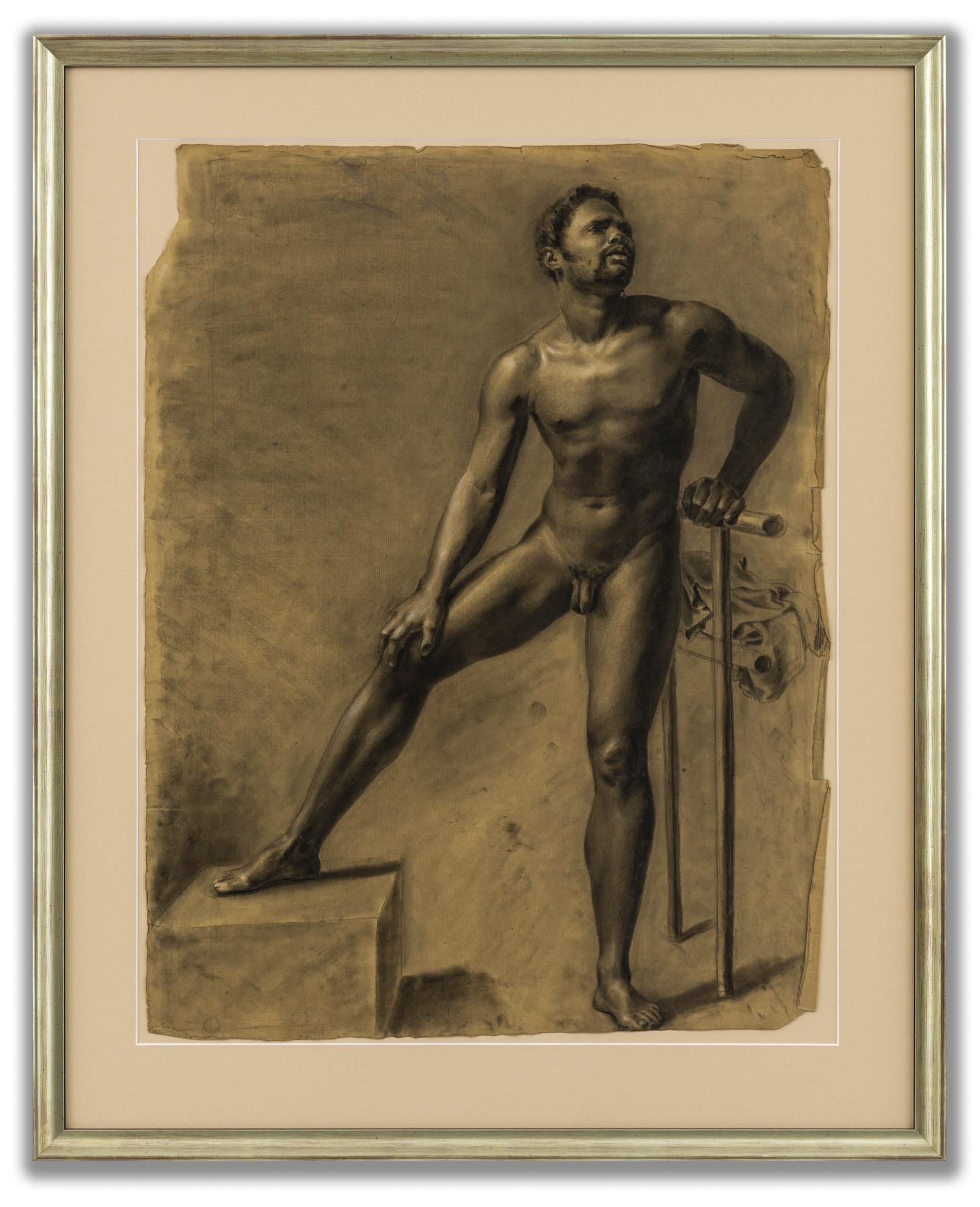Unknown Figurative Art - French School, Academic Study (Male Nude)