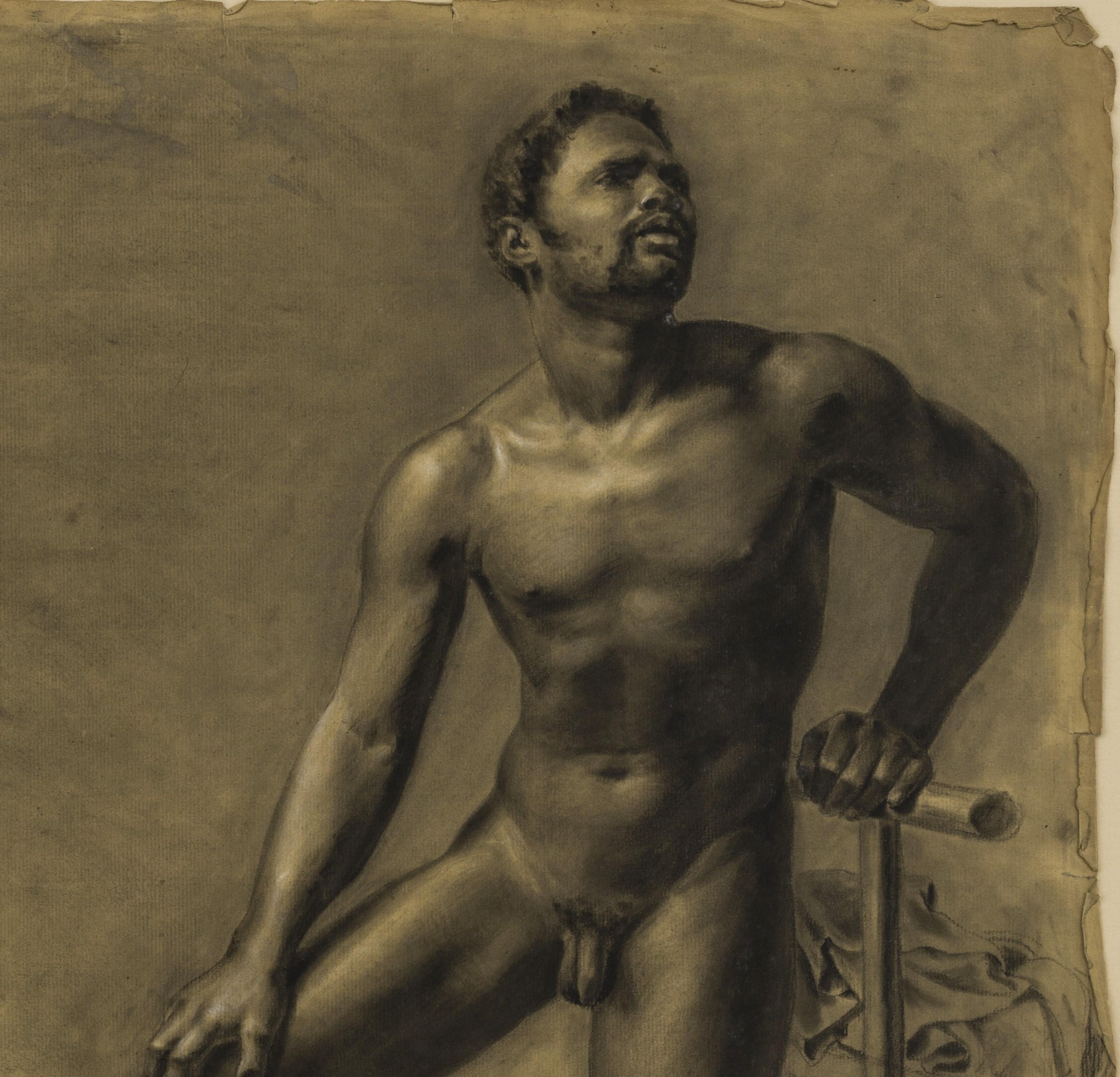 French School, Academic Study (Male Nude) - Old Masters Art by Unknown