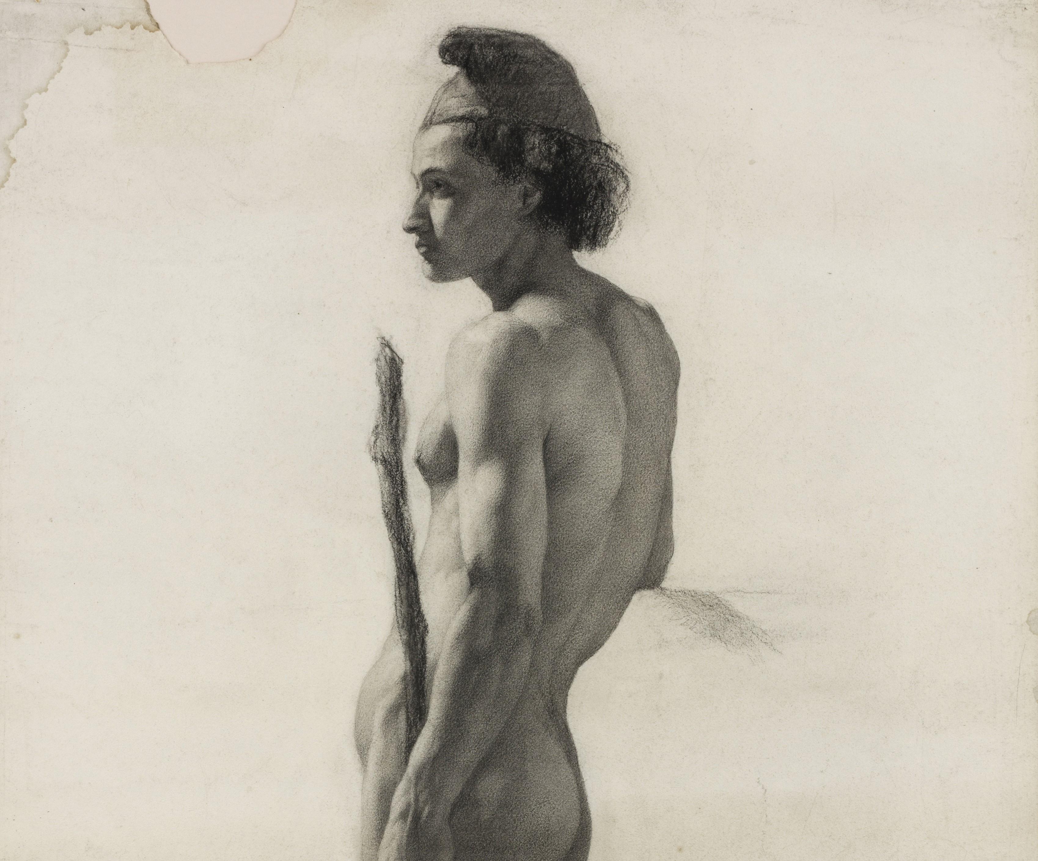 Academic Study (Male Nude) - English School Art by Arthur John Elsley
