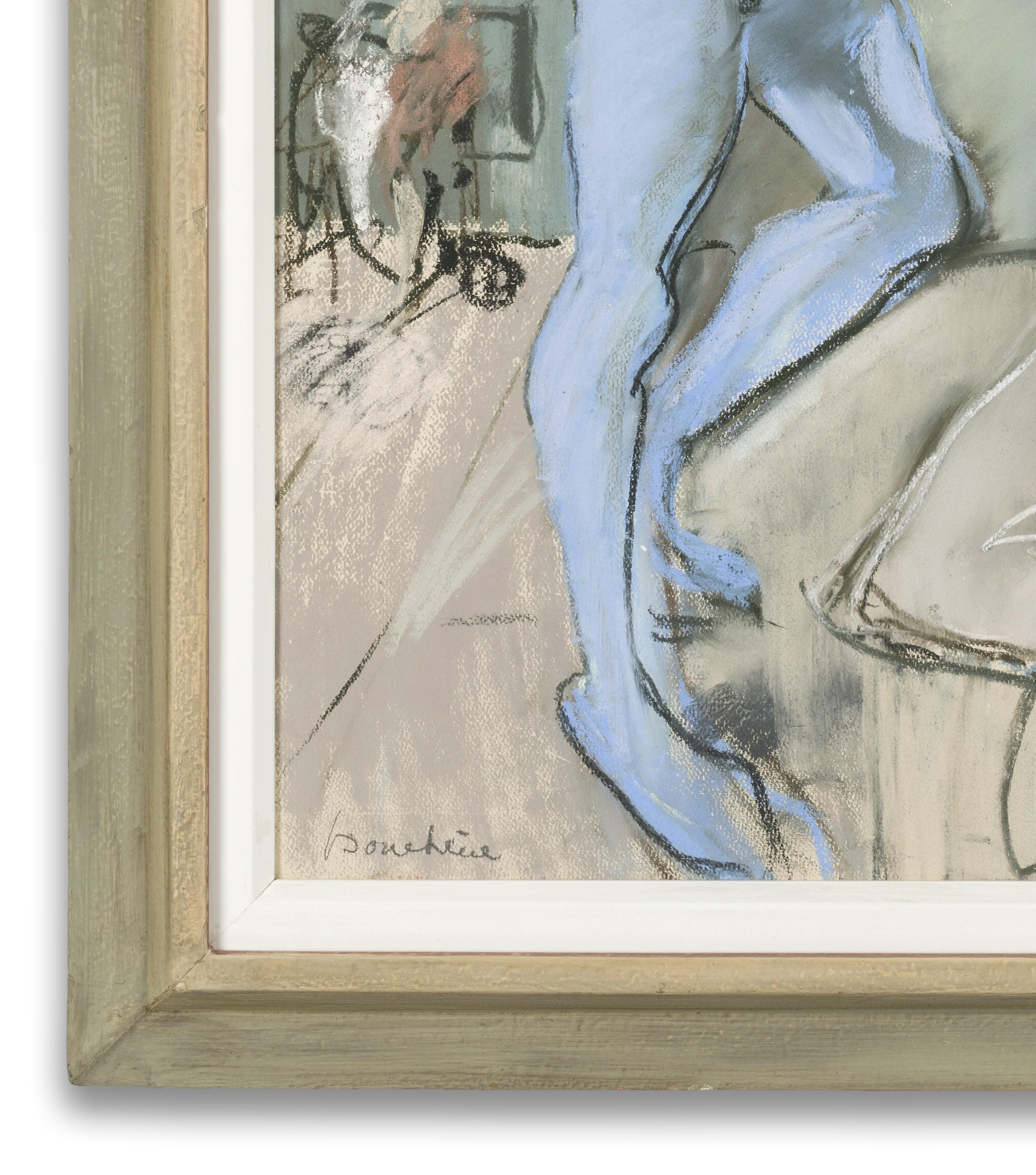Pastell auf Papier, signiert unten links, 63cm x 49cm (gerahmt 75cm x 60cm). 

Bouchéne war ein russischer Künstler und Kostüm- und Bühnenbildner für Theater, Oper und Ballett. Er arbeitete hauptsächlich in Paris und zählte Serge Diaghilev und Anna