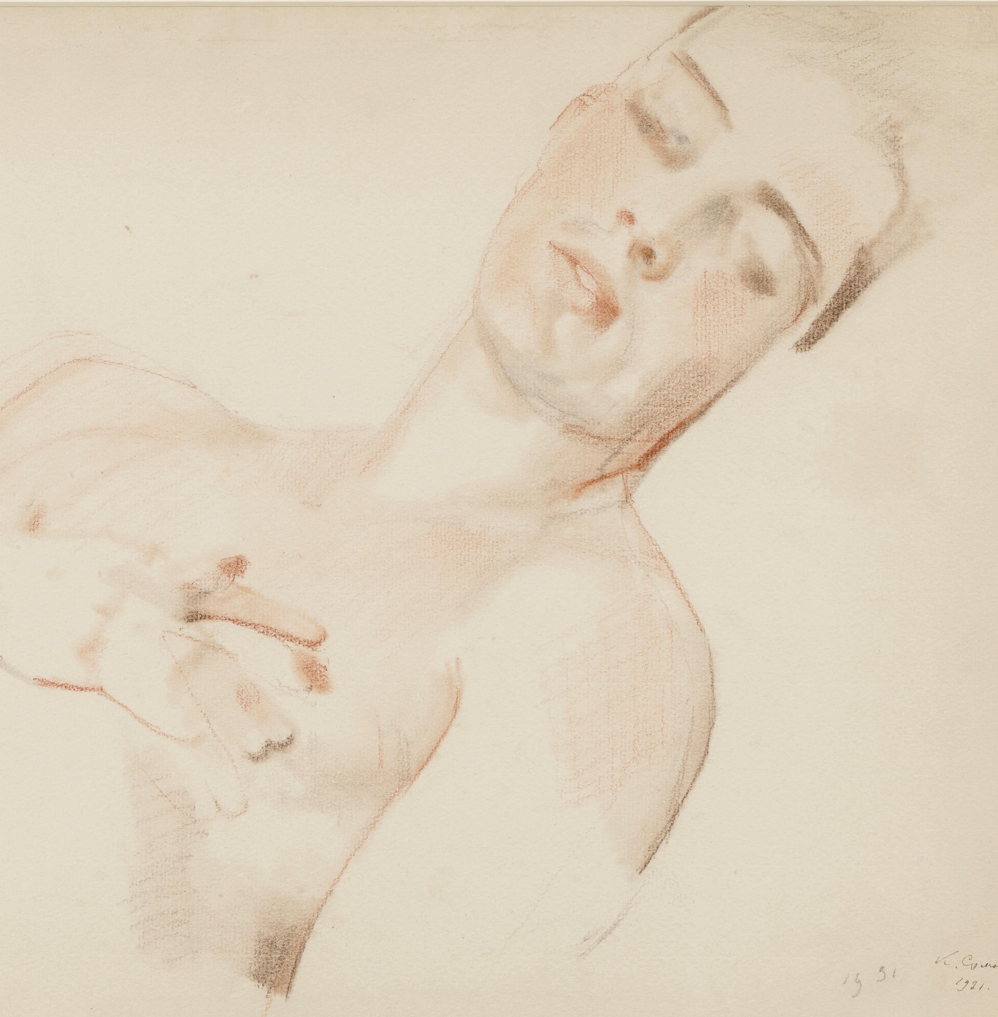 Young Man Reclining (Boris Snezhkovsky) - Art Deco Art by Konstantin Somov