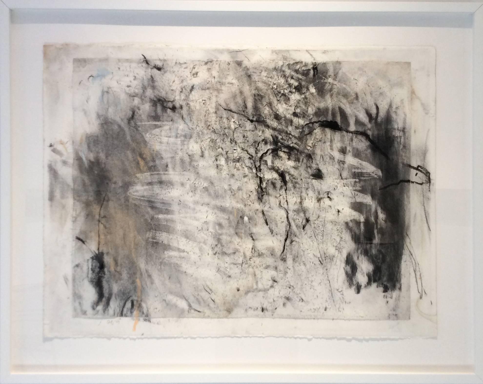 Olivebridge Drawing No. 1 (Gestural Charcoal Drawing floated in custom frame) - Art by Gary Buckendorf