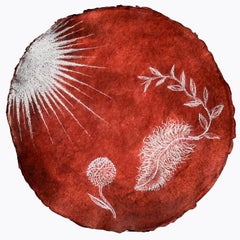 Feather Augury (Crimson Pastel Drawings on Handmade Paper by Kahn & Selesnick)