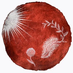 Feather Augury (Crimson Pastel Drawings on Handmade Paper by Kahn & Selesnick)