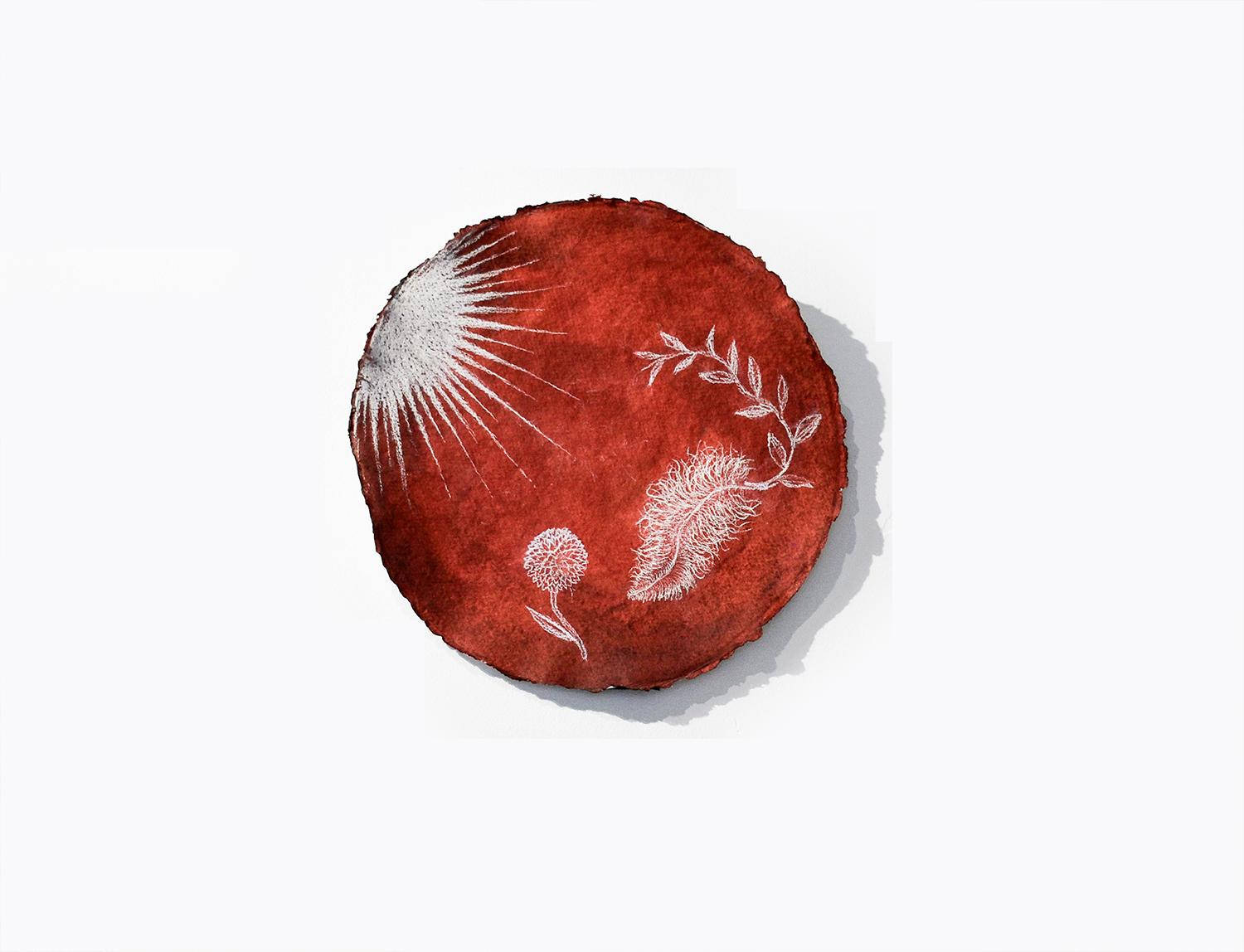 Feather Augury (Crimson Pastel Drawings on Handmade Paper by Kahn & Selesnick) - Art by Nicholas Kahn & Richard Selesnick