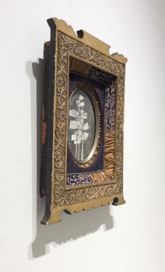 Infanta XXIII (Abstract Cubist Figure in Vintage Embroidered Gold Frame)