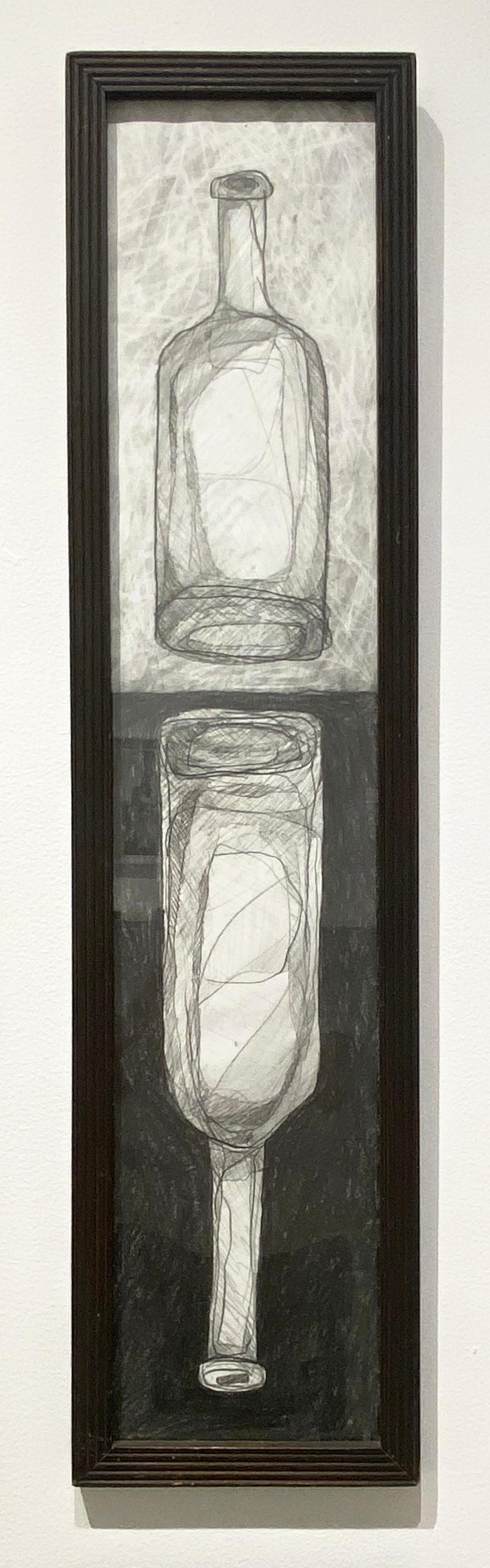 David Dew Bruner Abstract Drawing - Morandi 22 (Contemporary Abstracted Still life drawing in Vintage Frame)