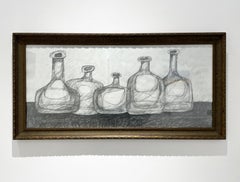 Five Morandi Bottles (Abstract Black-and-White Still Life Drawing in Graphite)