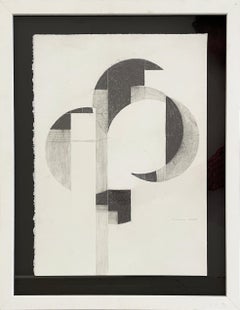 Oculus I (Disegno su carta incorniciato di astrazione geometrica in bianco e nero)
